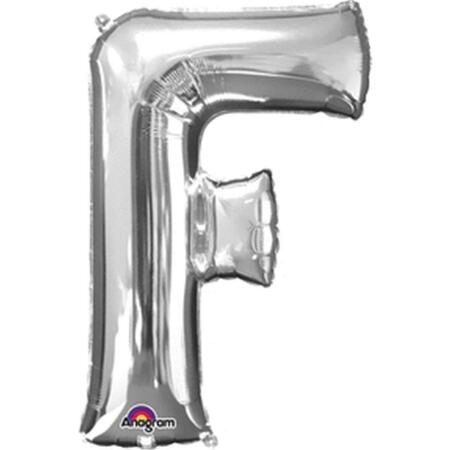ANAGRAM 32 in. Letter F Silver Supershape Foil Balloon 78400